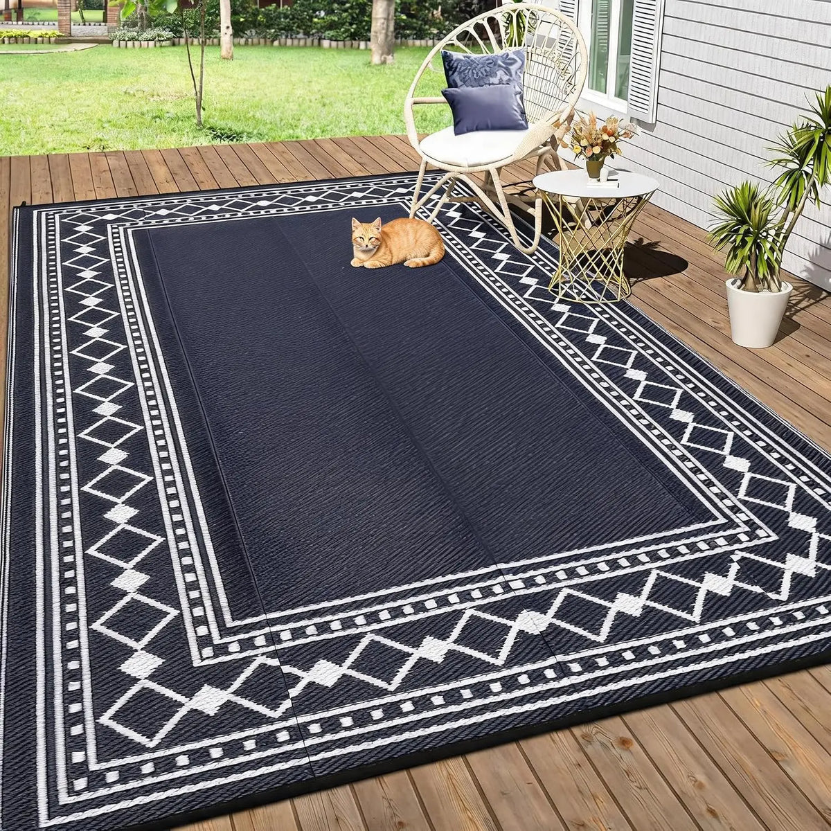 Garvee Waterproof Washable Polyester Flocking Living Room Area Rug