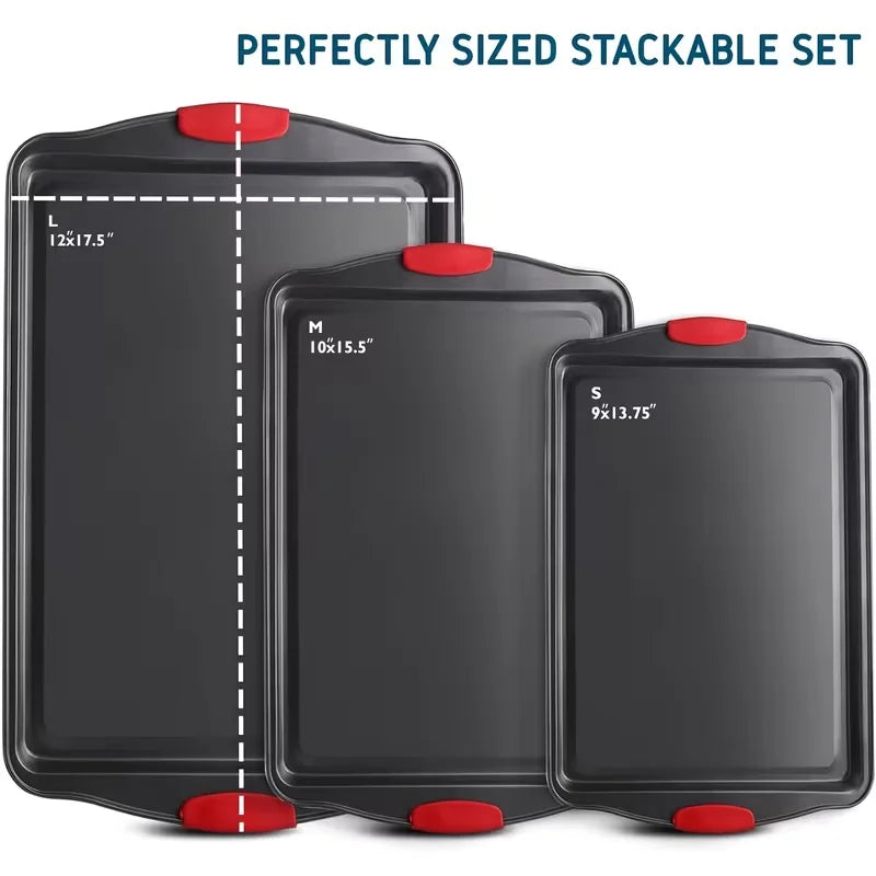 Premium Nonstick Baking Dish Set With Insulated Silicone Handles