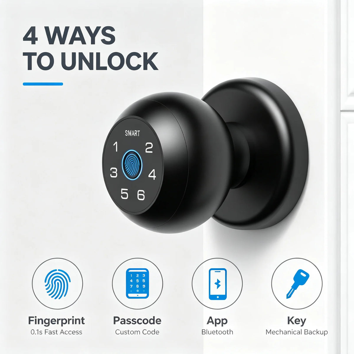 Viladepot Smart Interior Door Lock With Fingerprint And Keypad