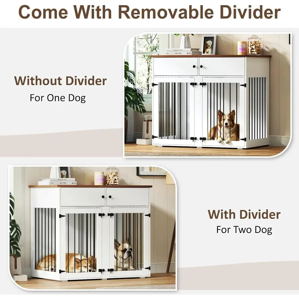 Modern Farmhouse Indoor Dog Crate With Removable Divider