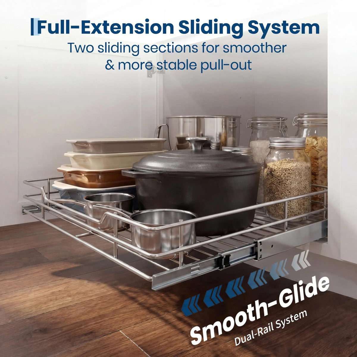 HiMISS Stainless Steel Pull Out Kitchen Cabinet Organizer