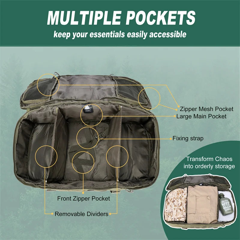 LQARMY Molle Tactical Hiking Camping Travel Backpack