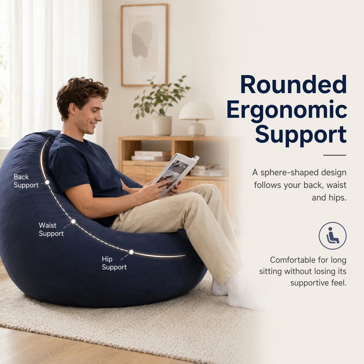 Wonflex Inflatable Ball Sofa Portable Round Air Bean Bag Chair