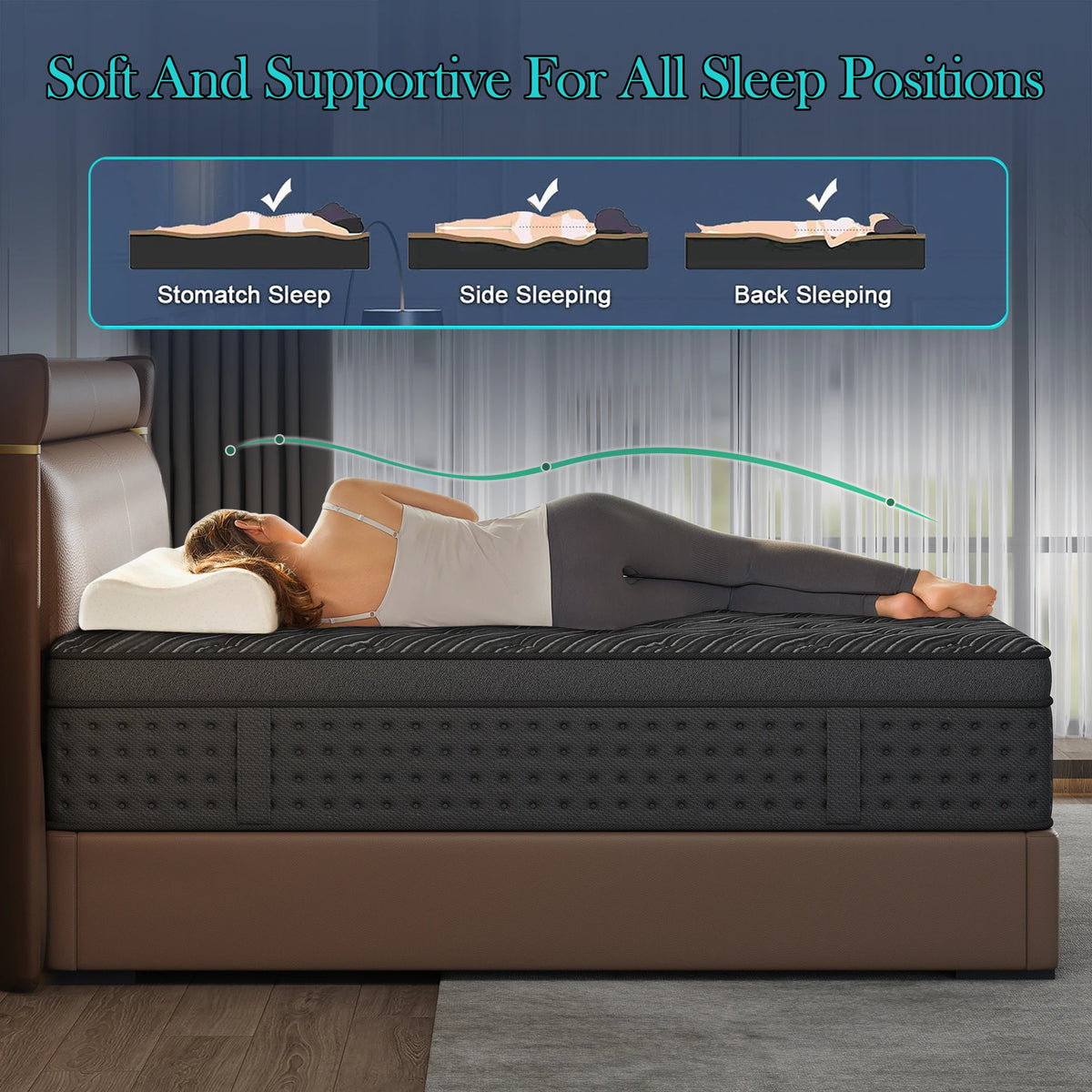 LayRoad Memory Foam Spring Mattress Medium Firmness Bed In A Box
