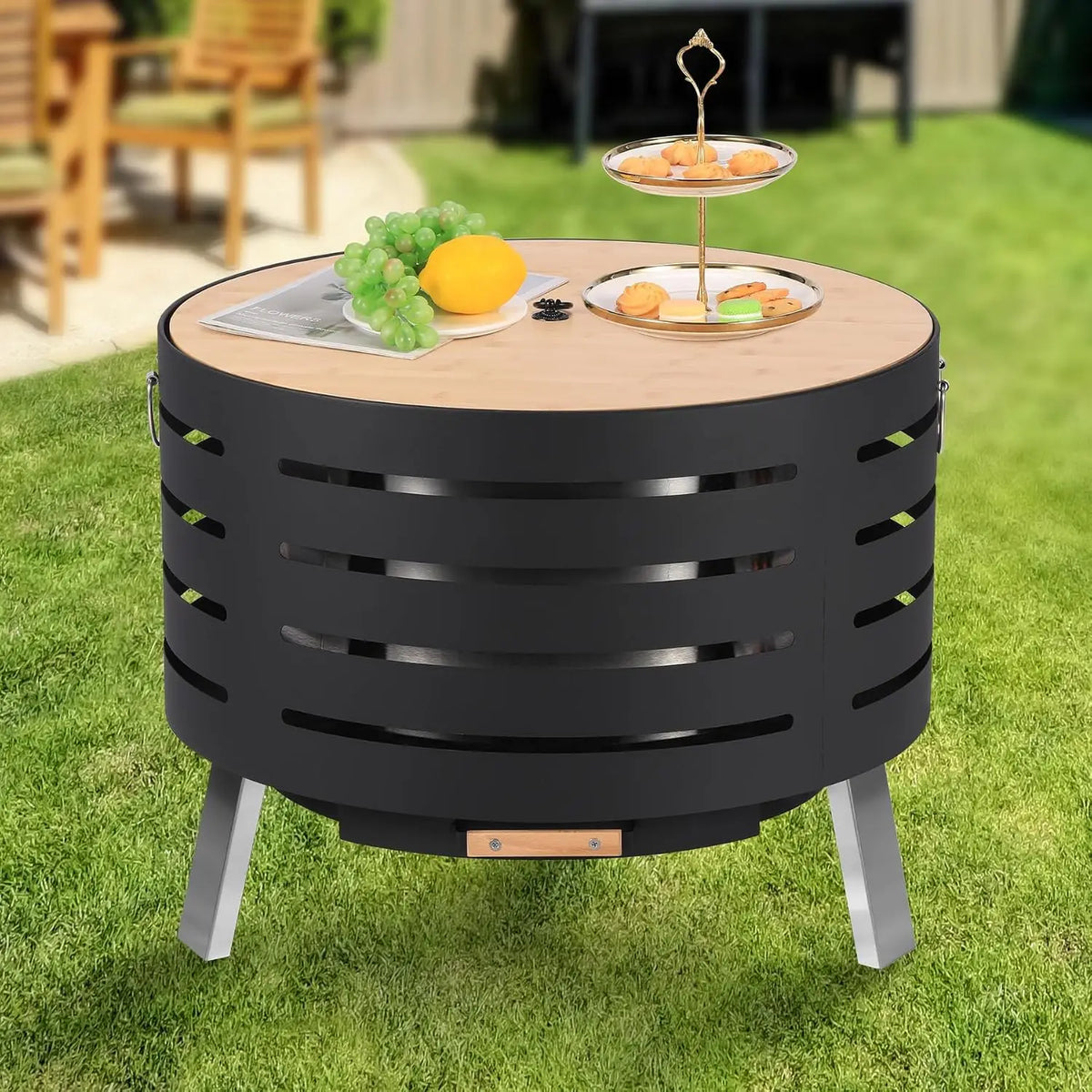 Garvee Smokeless Tabletop Fire Pit With Removable Ash Pan Lid