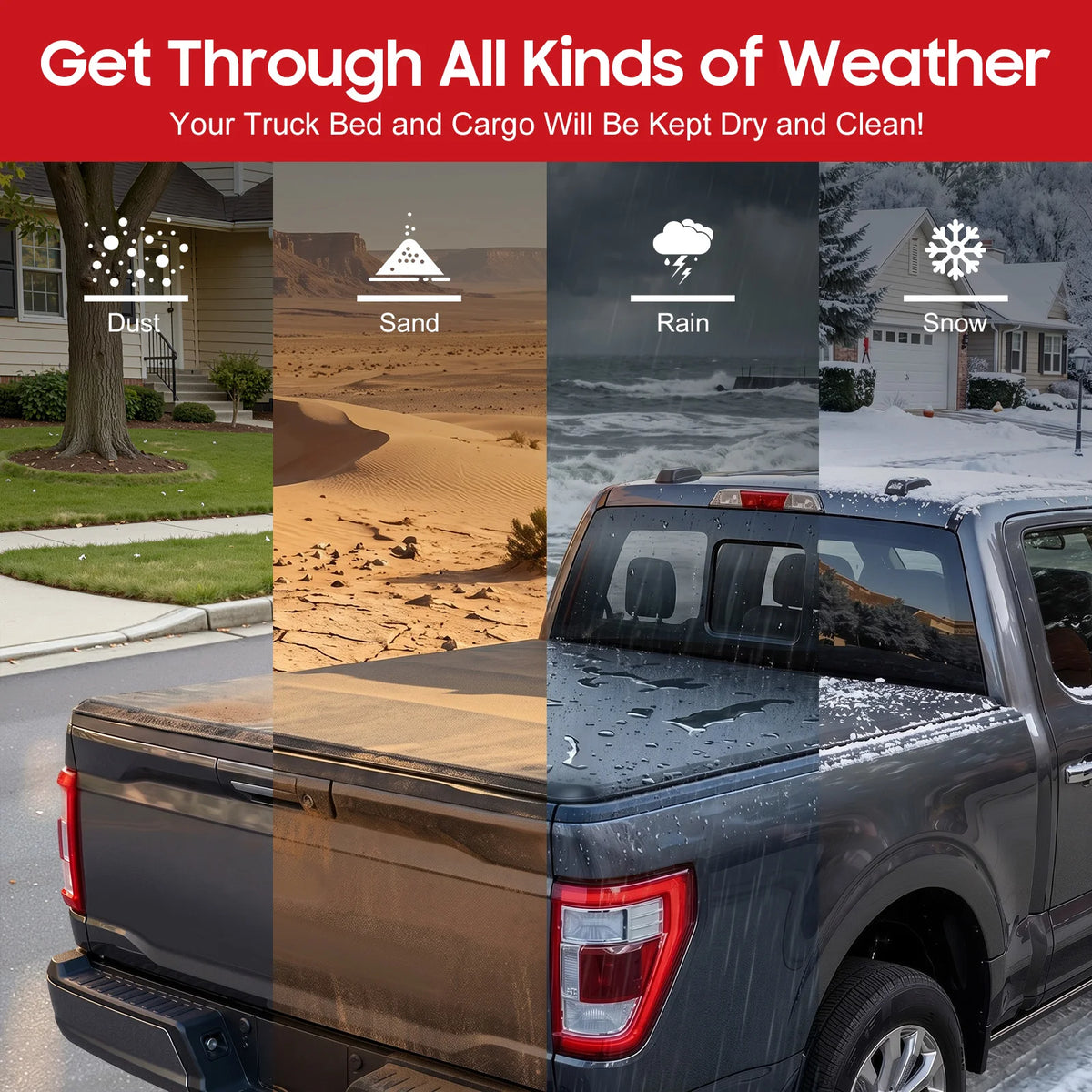 Bymaocar Soft Foldable Truck Bed Tonneau Cover For Pickup Vehicles