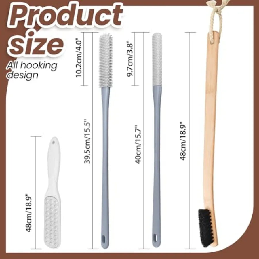 4 Pack Long Handle Toe Cleaning Brush Set For Bathrooms