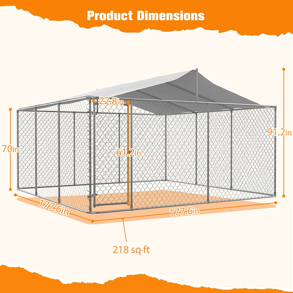 Gihauvia Heavy Duty Outdoor Dog Kennel With Secure Steel Canopy