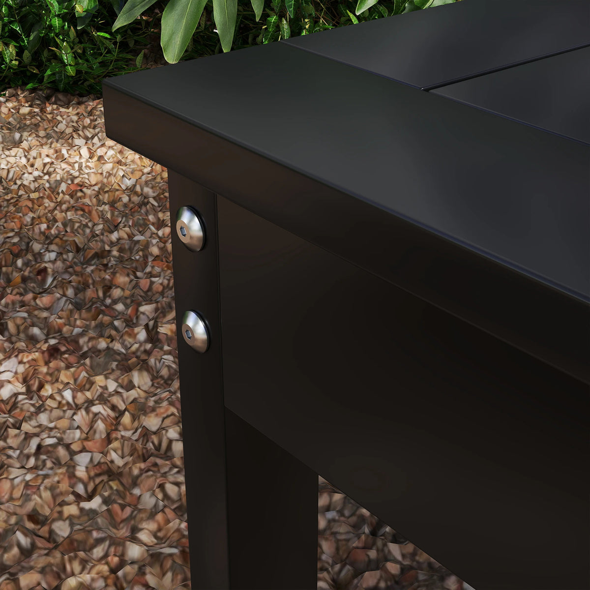 Outsunny HDPE Outdoor Bench Backless Slatted Garden Seat Metal Frame