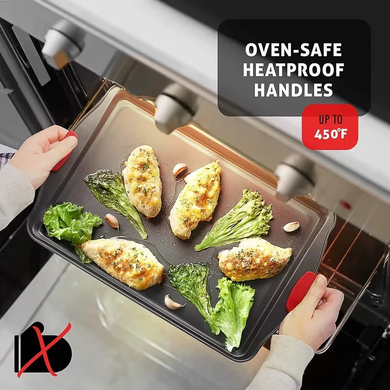 Premium Nonstick Baking Dish Set With Insulated Silicone Handles