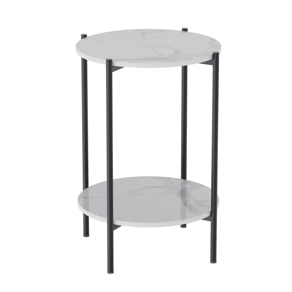 Luvodi Modern Two Tier Round Metal Storage End Table