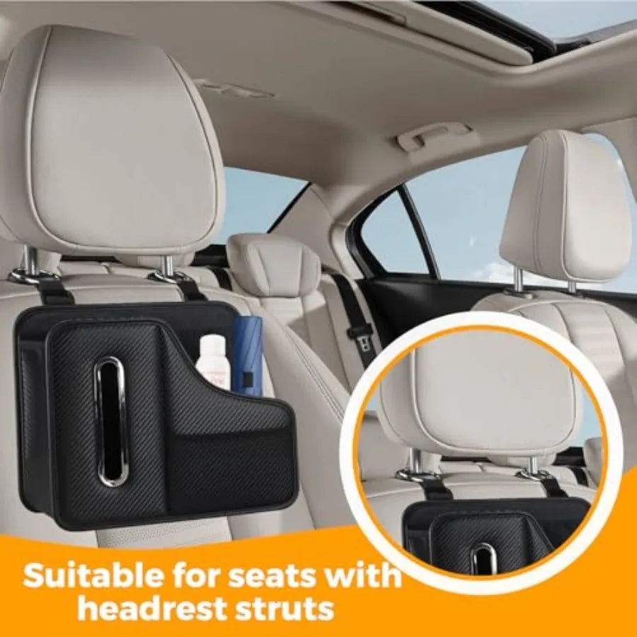Artificial Leather Car Tissue Holder Cup Holder Back Seat Storage
