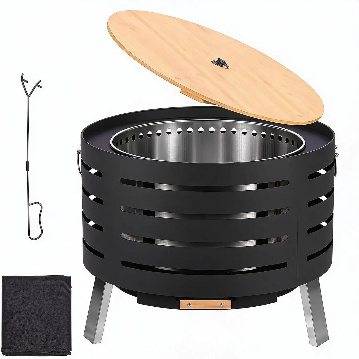 Garvee Smokeless Tabletop Fire Pit With Removable Ash Pan Lid