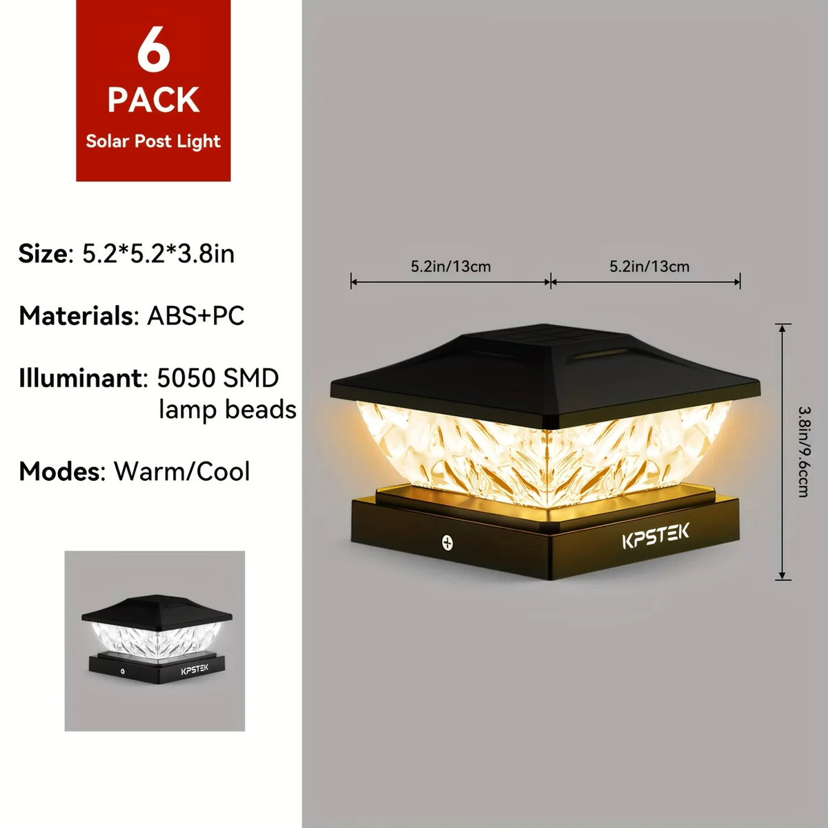 KPSTEK Solar Outdoor Waterproof LED Villa Gate Fence Light