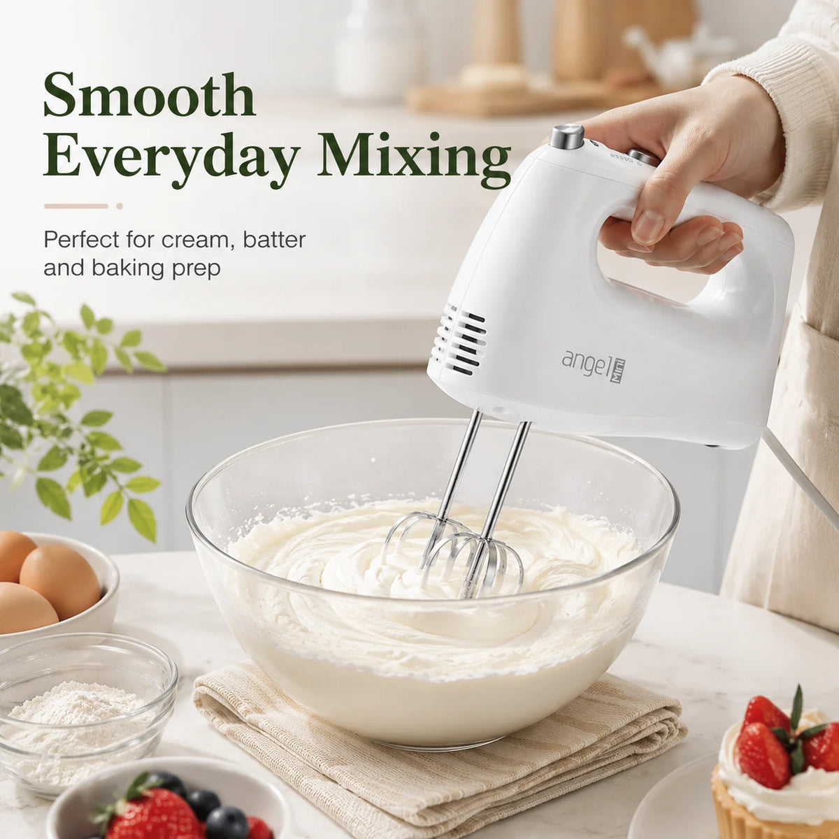 400W Kitchen Electric Hand Mixer With Dough Hooks Whisk