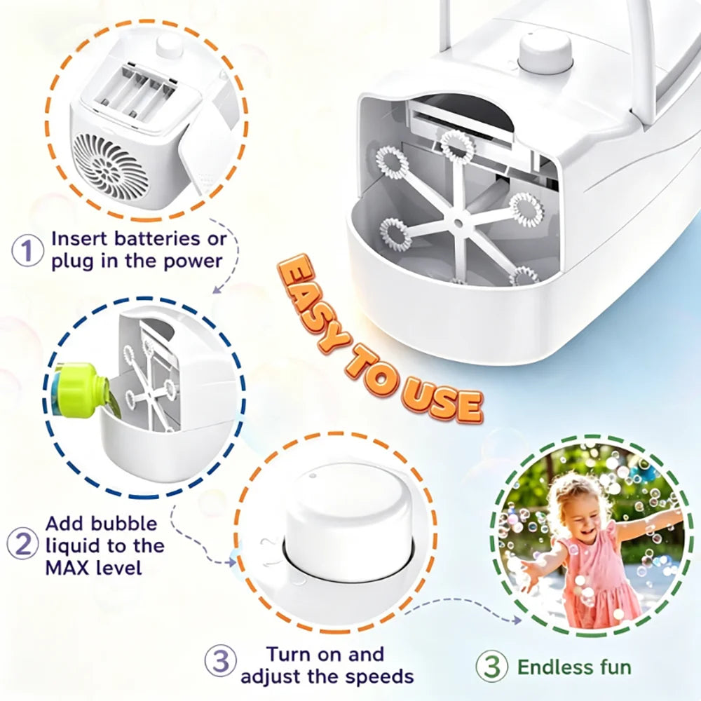 Safe Automatic Bubble Machine For Kids Outdoor Play Time
