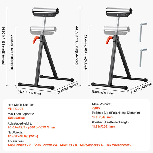 Succebuy Adjustable Steel Roller Stand For Woodworking Extension Support