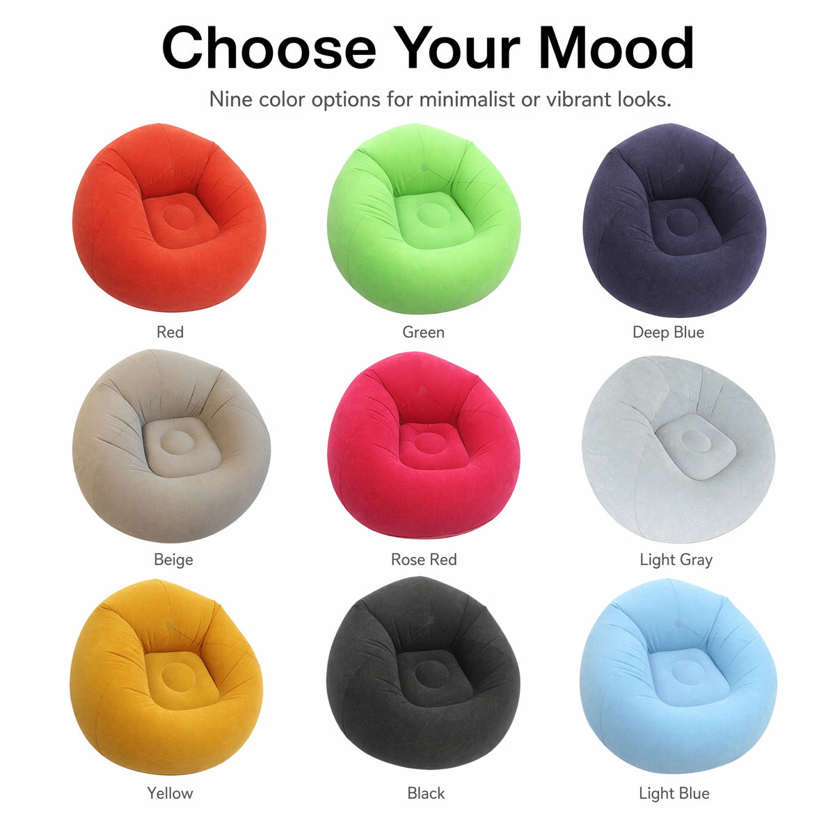 Wonflex Inflatable Ball Sofa Portable Round Air Bean Bag Chair