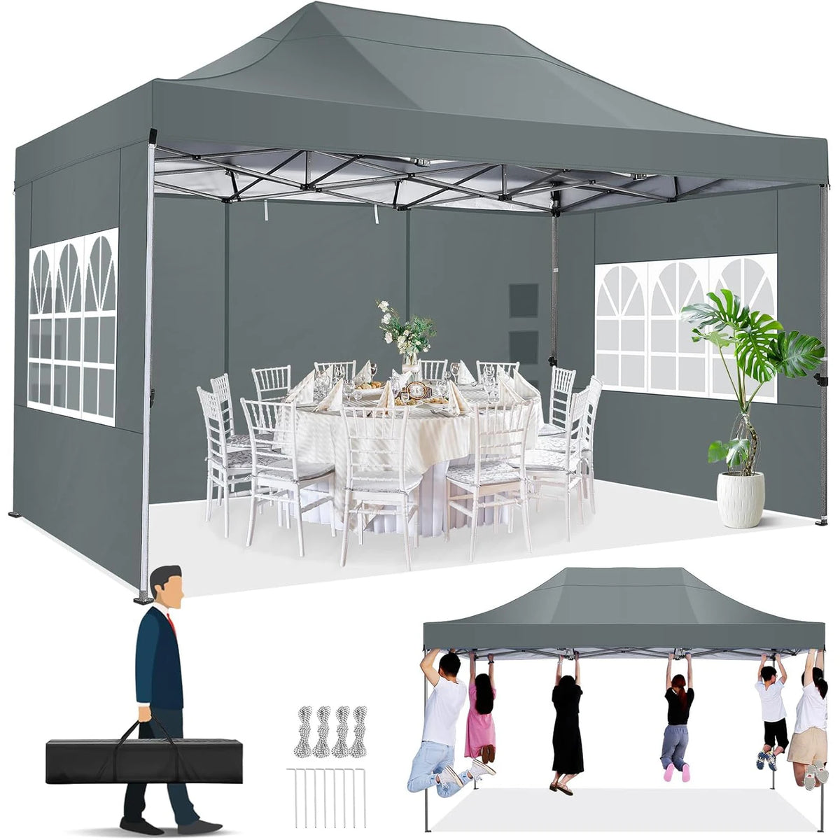 Commercial Heavy Duty Pop Up Canopy Tent With Carry Bag