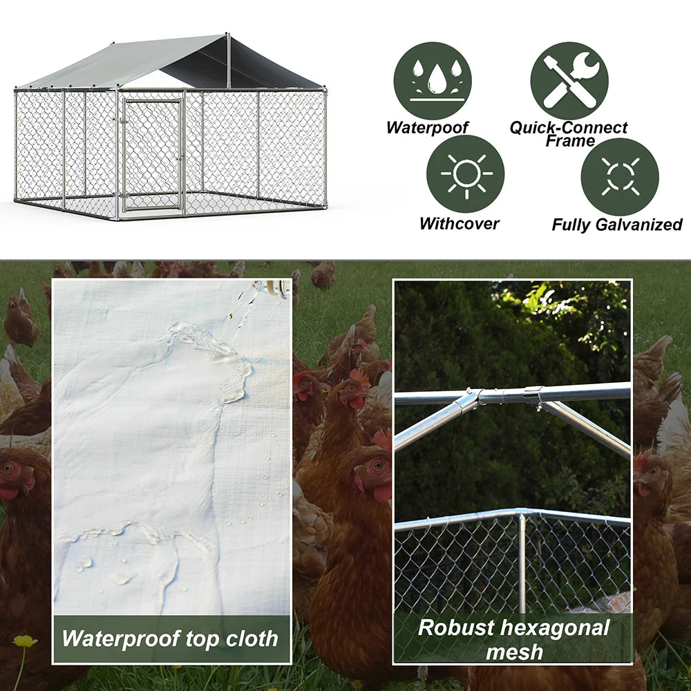 Gihauvia Heavy Duty Outdoor Dog Kennel With Secure Steel Canopy