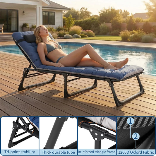 Hosslly Heavy Duty Folding Camping Cot With Mattress Pad