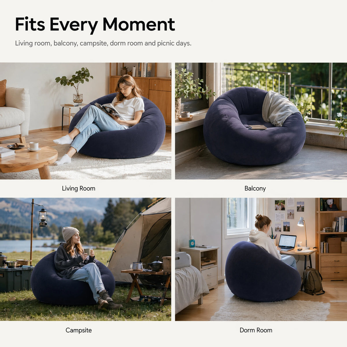 Wonflex Inflatable Ball Sofa Portable Round Air Bean Bag Chair