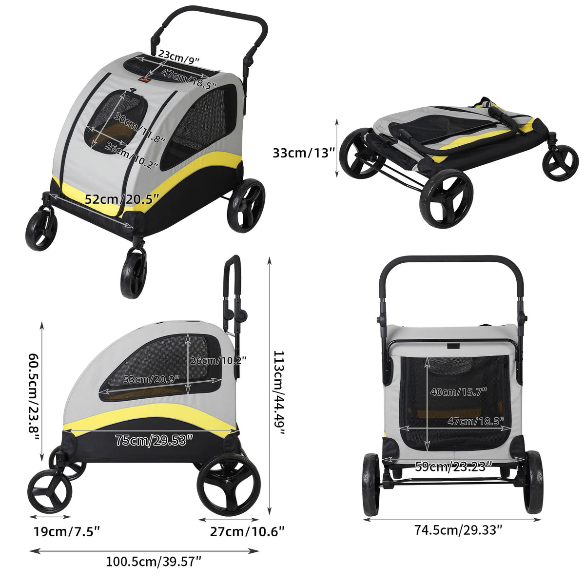 Bingopaw Premium Four Wheel Foldable Pet Travel Stroller