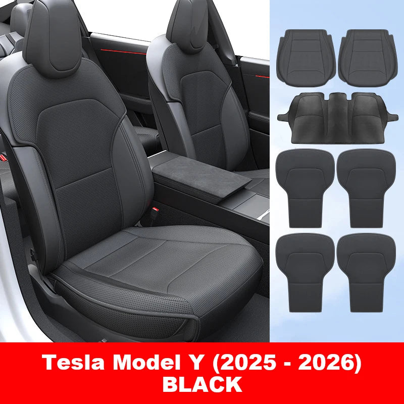 Tesla Model Y Three Nappa Leather Breathable Car Seat Protector