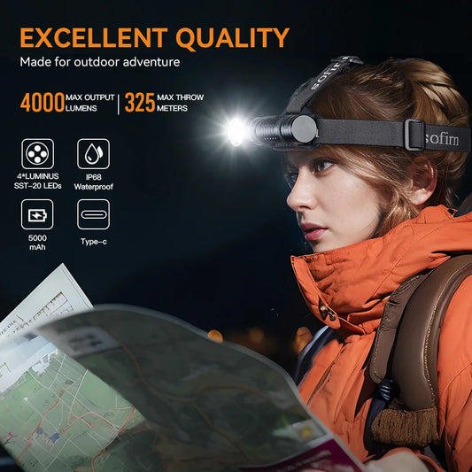 Sofirn HS41 Rechargeable LED Headlamp With Magnetic Tail