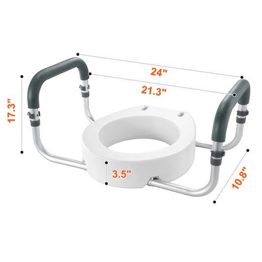 SucceBuy Raised Toilet Seat With Sturdy Aluminum Handles