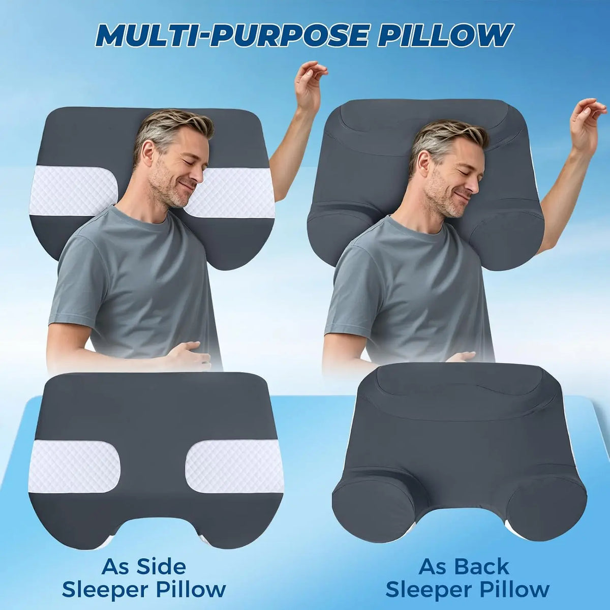 Premium Memory Foam Side Sleeper Pillow With Arm Holes