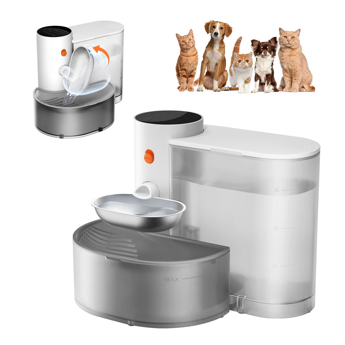 Petgravity Automatic Stainless Steel Cat Water Dispenser With Purifying Filter
