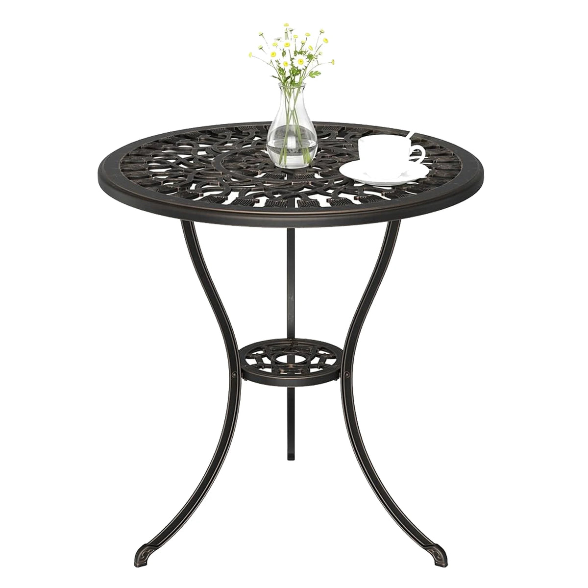 HiMiss Round Aluminum Side Table With Umbrella Hole