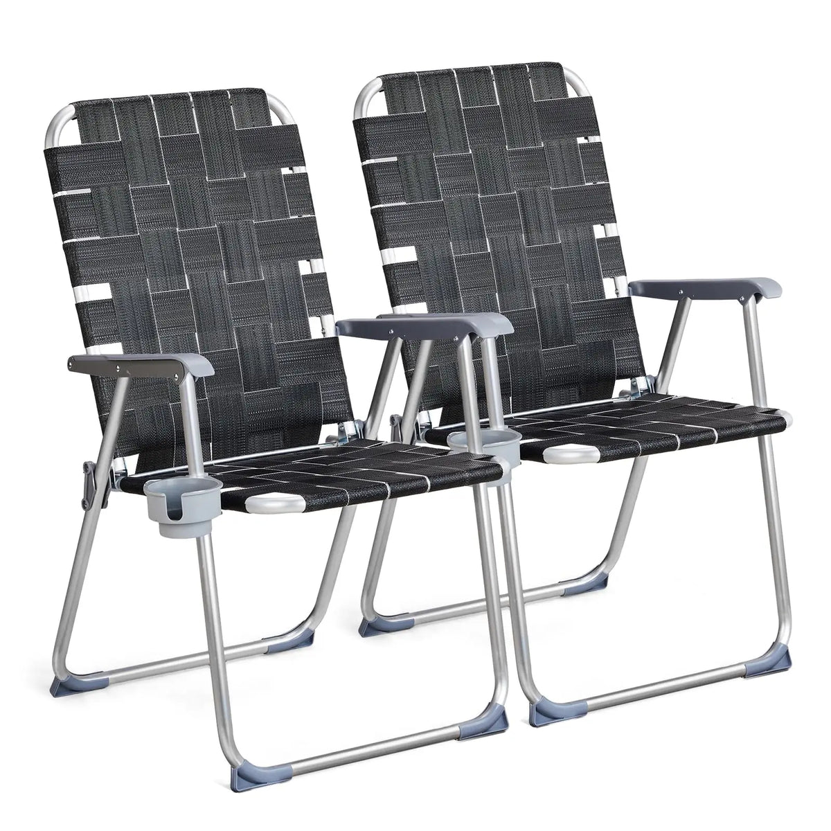 VINGLI Foldable Aluminum Patio Chairs With Cup Holders