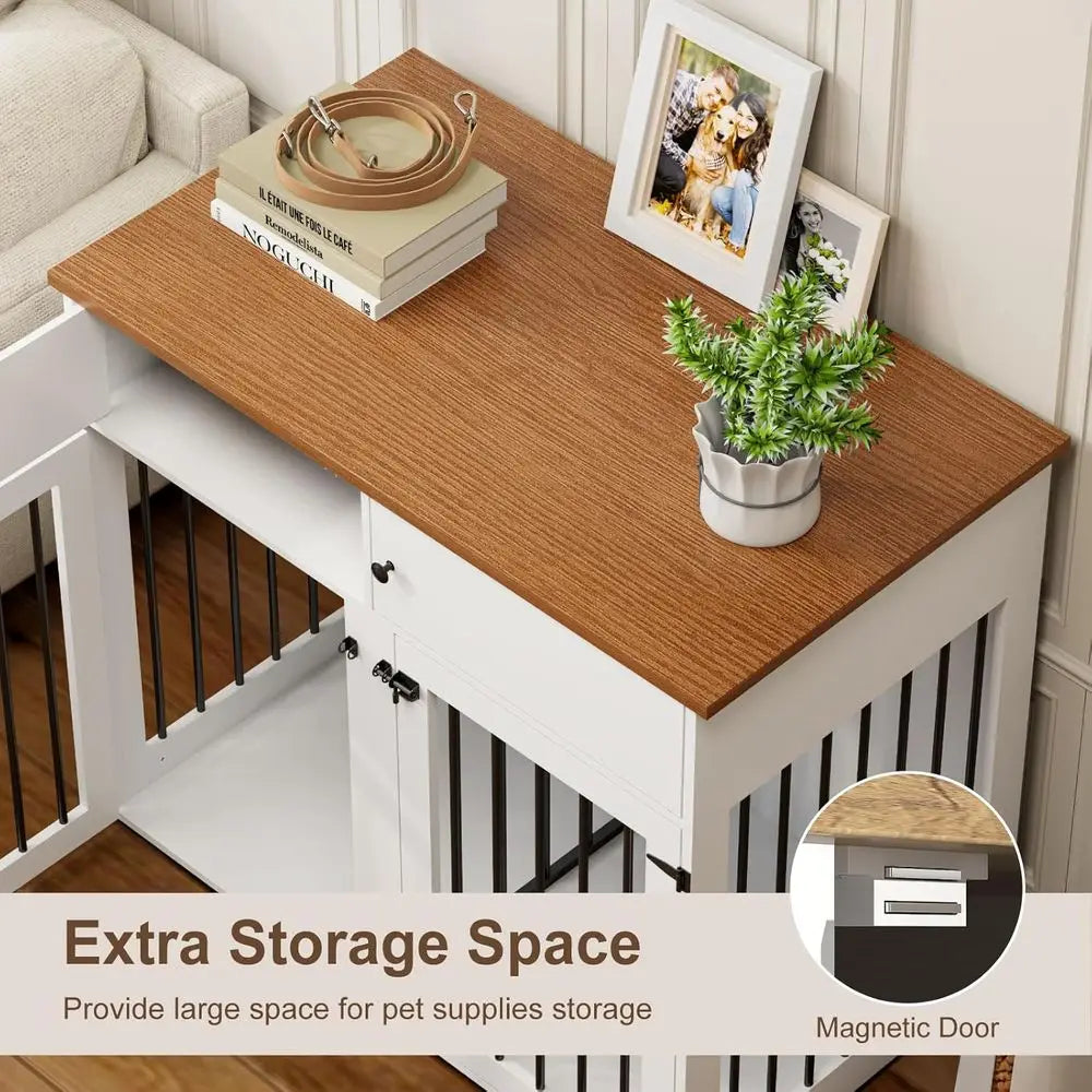 Modern Farmhouse Indoor Dog Crate With Removable Divider