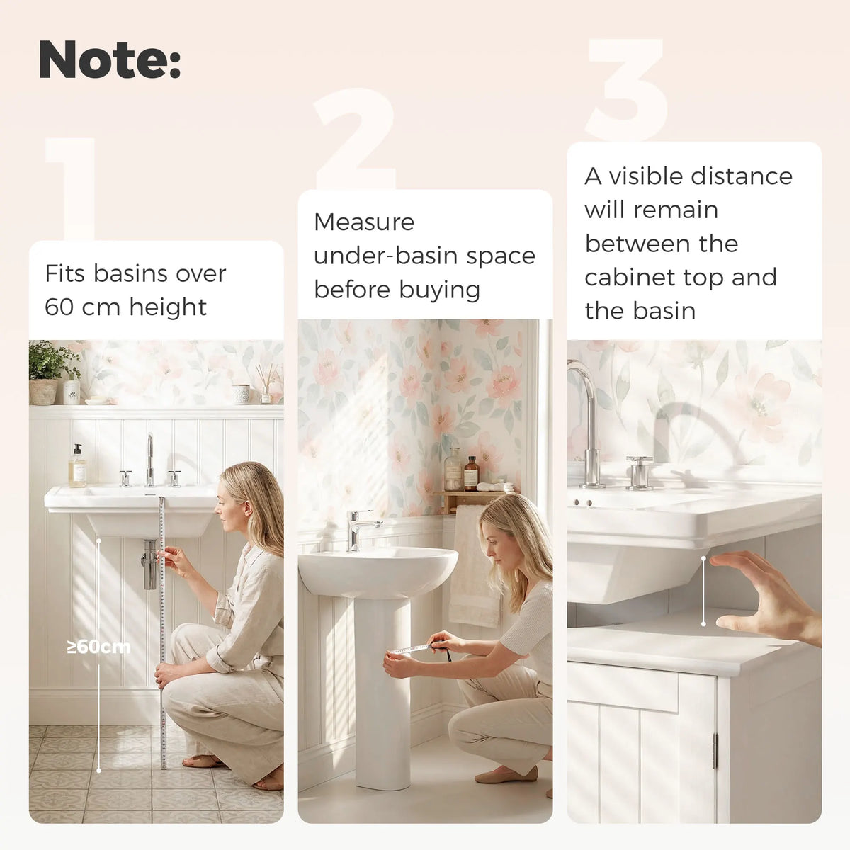 Kleankin Freestanding Bathroom Pedestal Sink Cabinet With U Shape Cutout Shelf
