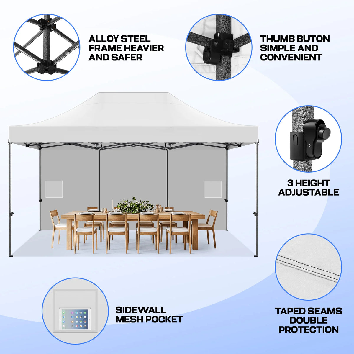 Commercial Heavy Duty Pop Up Canopy Tent With Carry Bag