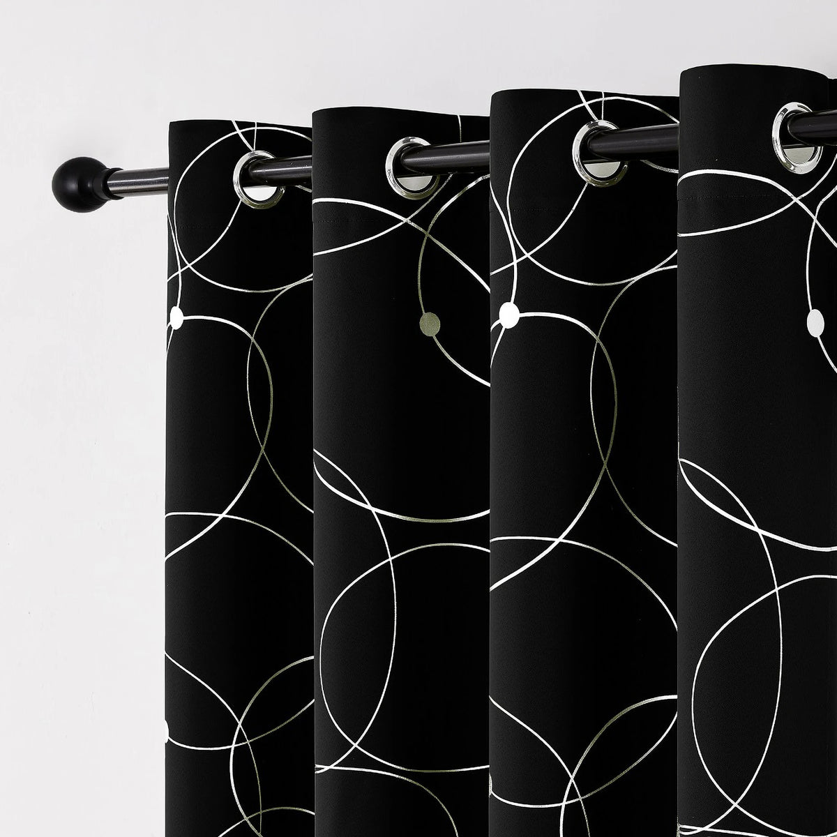 Thermal Insulated Blackout Curtains Grommet Foil Printed Panels