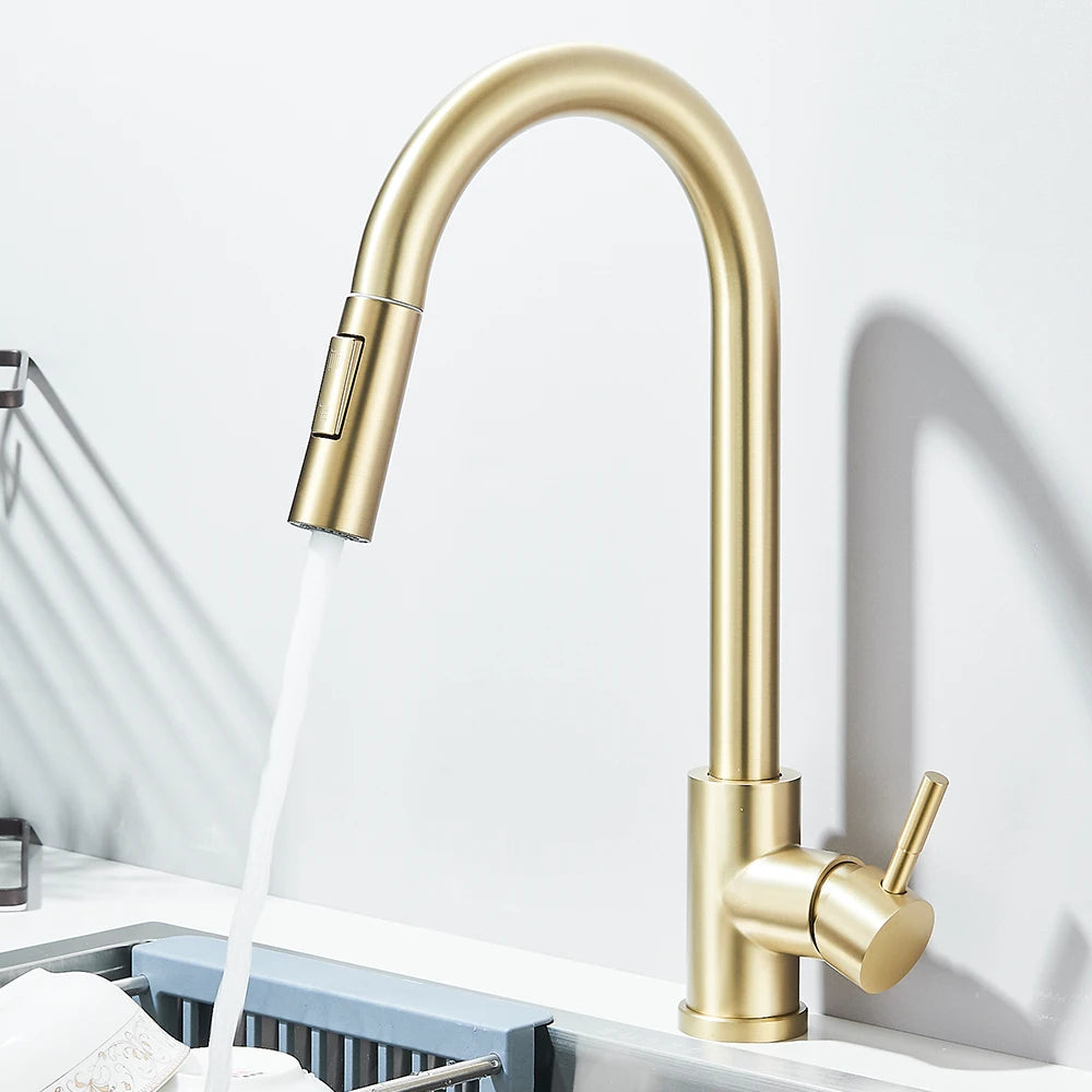 Myqualife Pull Out Deck Mounted Kitchen Sink Faucet Mixer Tap