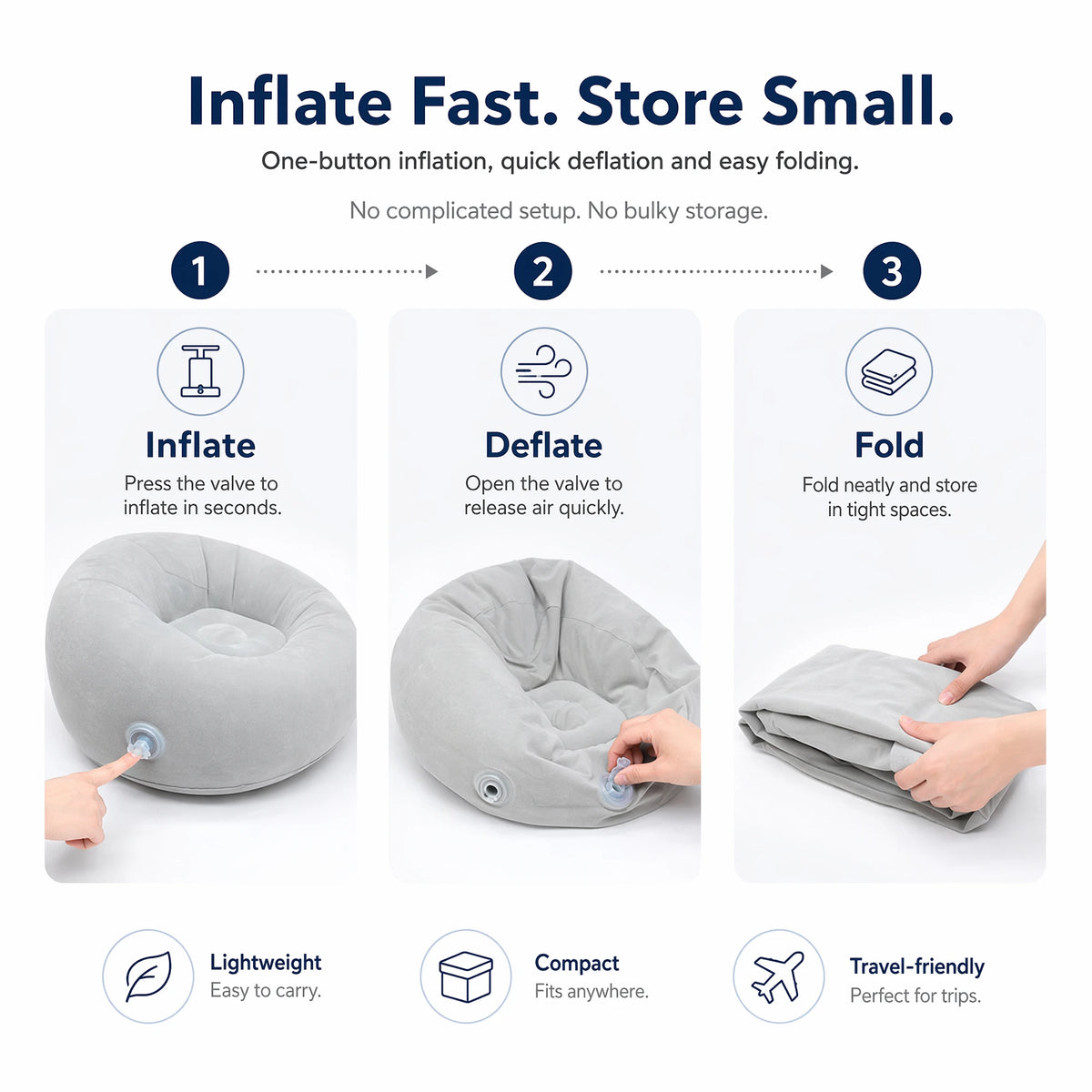 Wonflex Inflatable Ball Sofa Portable Round Air Bean Bag Chair
