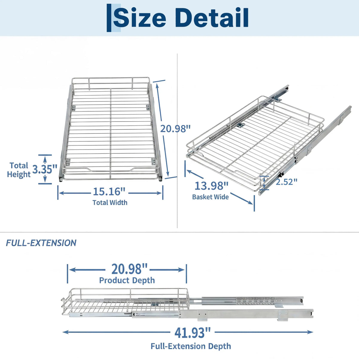 HiMISS Stainless Steel Pull Out Kitchen Cabinet Organizer