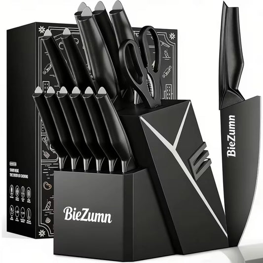15 Piece Stainless Steel Kitchen Knife Set With Integrated Sharpener