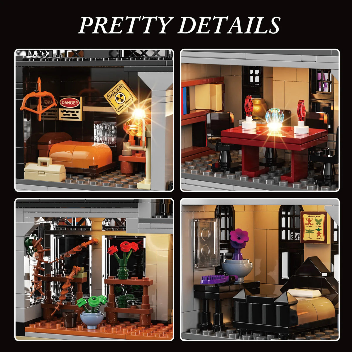 Gothic Nightfall Manor Building Blocks Set Architecture Desktop Ornament