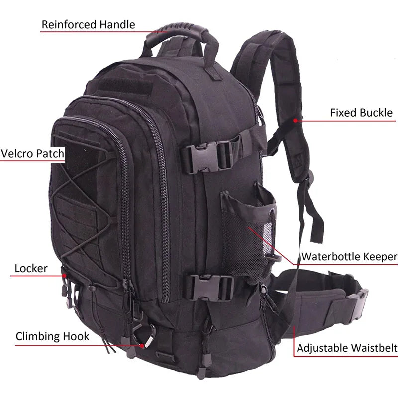 LQARMY Military Tactical Backpack Molle Outdoor Camping Hiking Rucksack