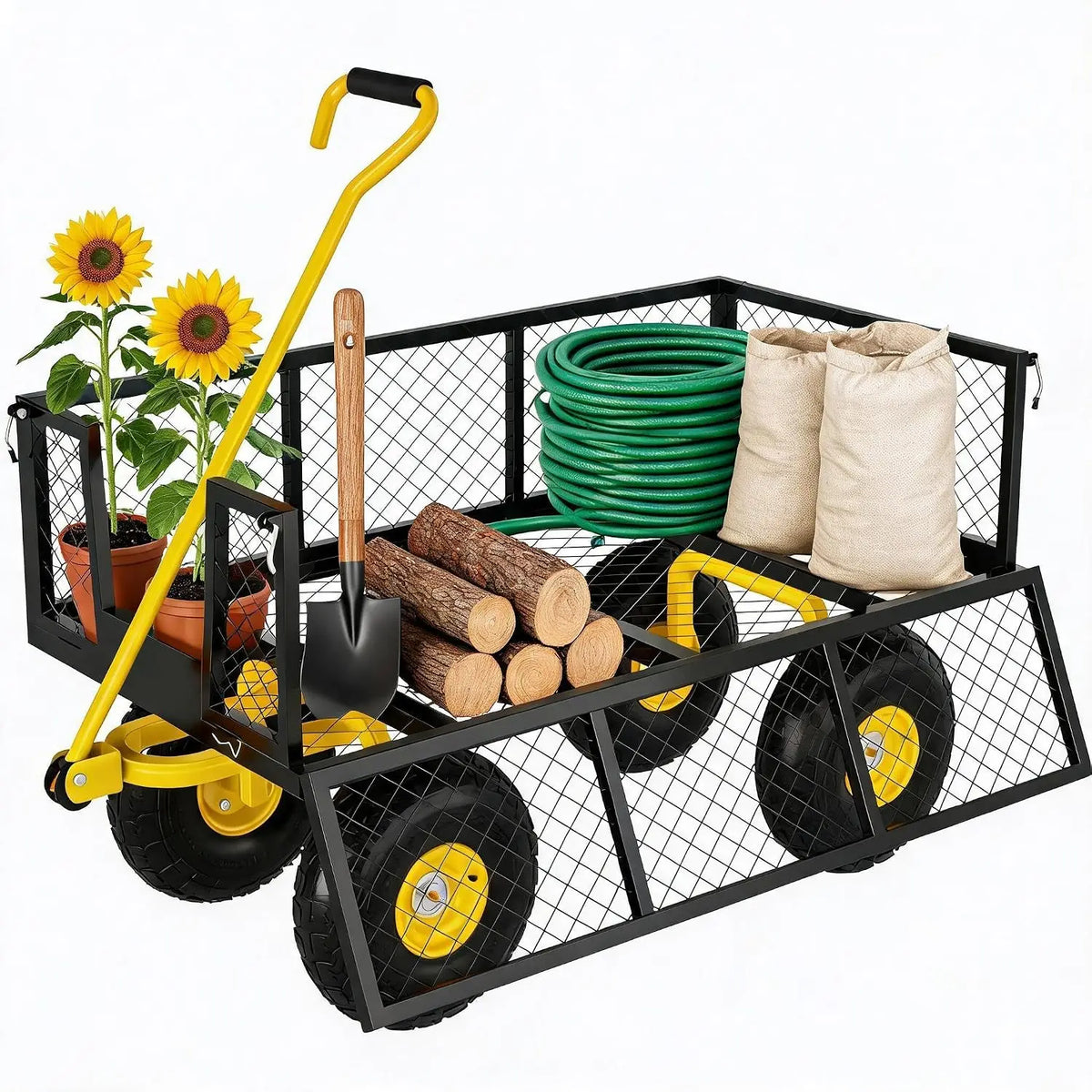 Tacleekii Heavy Duty Steel Utility Garden Cart With Handle