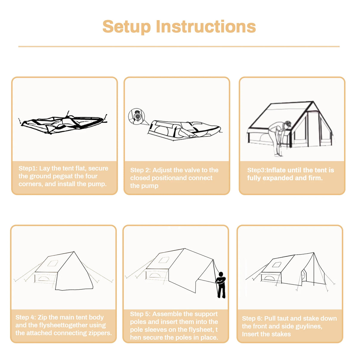 Pakicetus Inflatable Camping Tent With Roof Window And Carry Bag