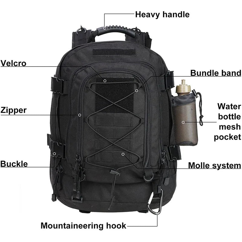 LQARMY Military Tactical Backpack Molle Outdoor Camping Hiking Rucksack