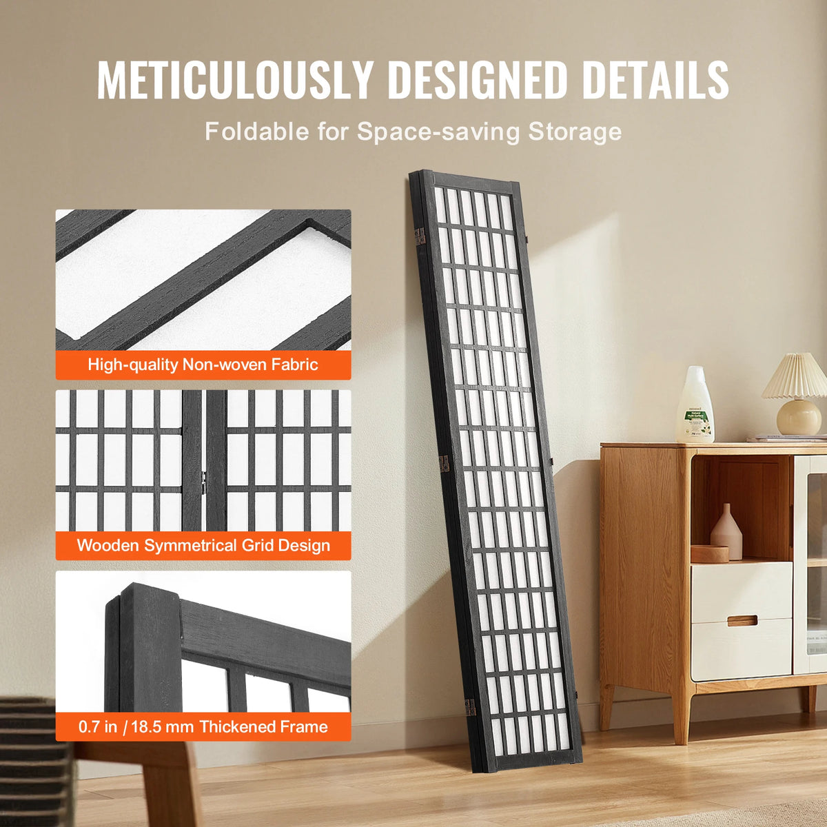 SucceBuy Wood Folding Privacy Screen Room Divider Decor