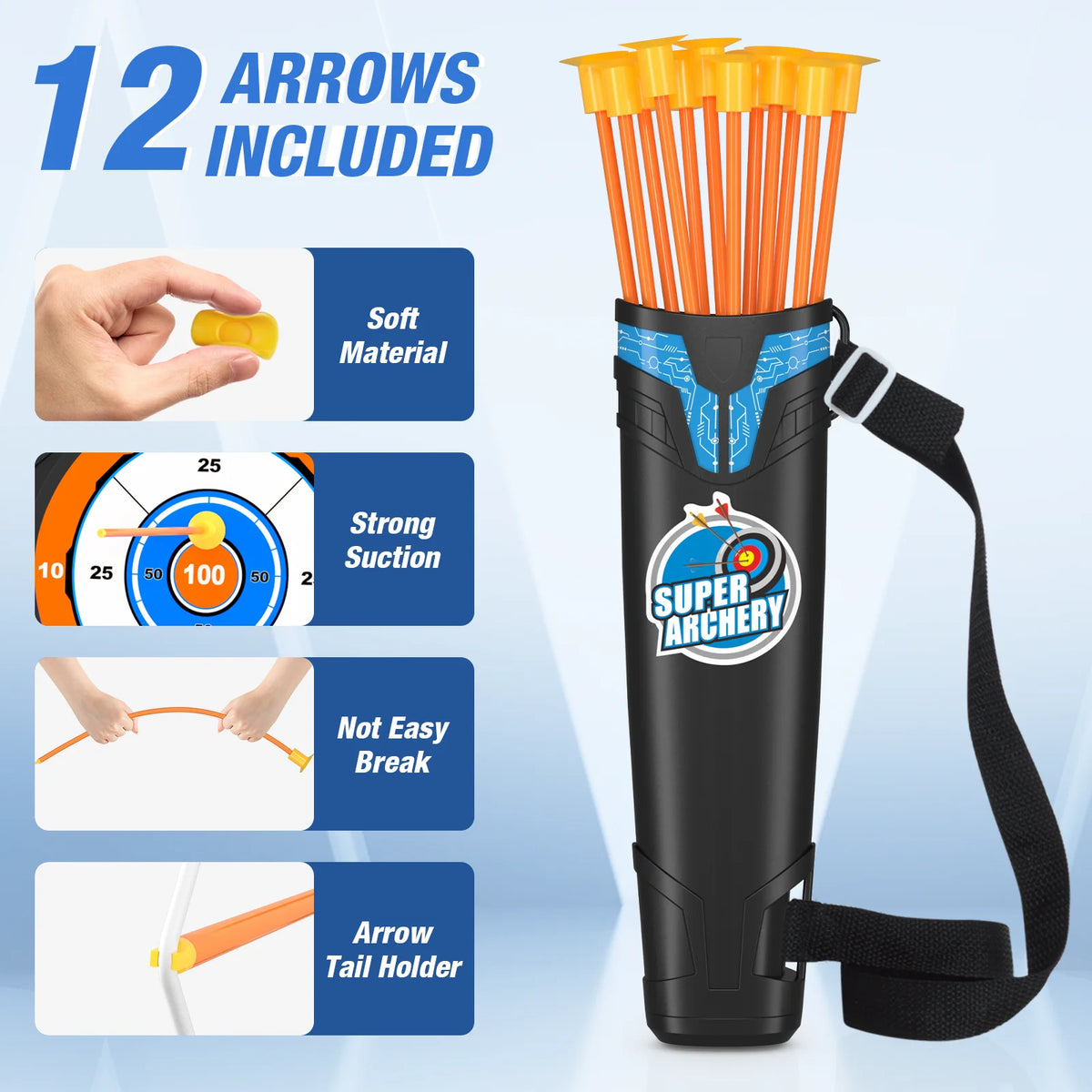 Led Light Up Archery Set With Suction Arrows And Targets
