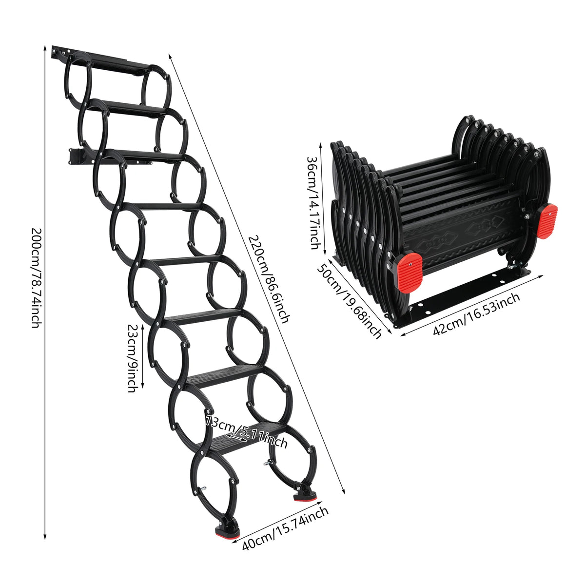 Wall Mounted Folding Telescoping Stair For Home And Garage